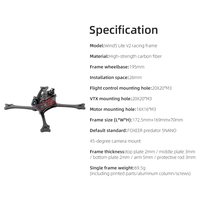 Kit de châssis HGLRC Wind5 Lite V2 pour quadricoptère FPV de course, châssis de 5 pouces pour vol acrobatique en freestyle, pièces de rechange pour multirotor