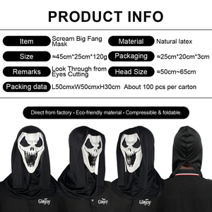 หน้ากากยางลาเท็กซ์ลายหน้าผีฟันยาว สำหรับปาร์ตี้ฮาโลวีน ของตกแต่งคอสตูมสำหรับผู้ใหญ่ ปรับแต่งได้ - Product Image 4