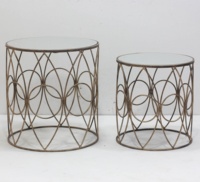 Nouveau Style Offre Spéciale table de Console moderne en métal avec miroir, ensemble de deux décorations pour la maison