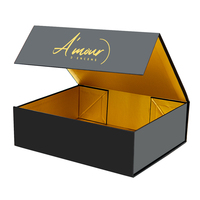 Grand carton en papier rigide mat de luxe avec logo personnalisé de qualité supérieure noir pliable vide fermeture magnétique emballage de boîte-cadeau