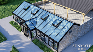 Jardin d'hiver cadre en aluminium toit incliné toutes saisons véranda 4 saisons verre solarium patio enceinte maison - Product Image 3