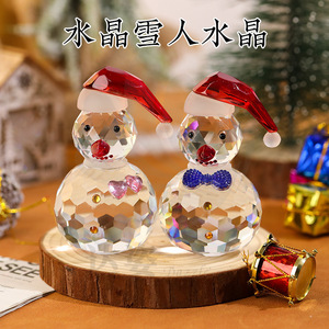 Ornement de bonhomme de neige en cristal Dartz, mini décoration de Noël en verre, cadeau artisanal pour les fêtes - Product Image 3