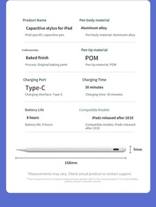 ปากกาสไตลัส iPad รุ่นใหม่ 603 อัปเกรดพร้อมปุ่มเปิด/ปิด ระบบป้องกันการสัมผัสโดยฝ่ามือ รองรับการเอียง ชาร์จเร็ว ไฟ LED แม่เหล็ก รุ่นปี 2018-2026 ของแท้จากโรงงาน - Product Image 4