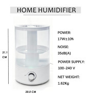 Humidificateur ultrasonique portable électrique 5L pour la maison et l'hôtel, diffuseur d'huiles essentielles d'aromathérapie avec contrôle d'humidistat, garantie 1 an, couleur
