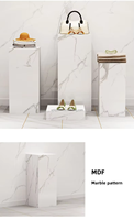 Podio de MDF de mármol de cubo cilíndrico de forma geométrica para cosméticos/escaparate accesorios de exhibición de ventana