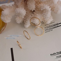 Bague fine et simple en acier titane plaqué or 18 carats, résistante au ternissement, pour le bureau au quotidien, modèle basique à empiler