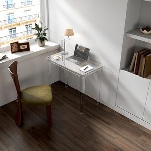 Hiện Đại Rõ Ràng Acrylic Bàn Máy Tính Với Right-Angle Chân Thiết Kế Nhỏ Nghiên Cứu Lưu Trữ Chủ <span class=keywords><strong>Rack</strong></span> - Product Image 2