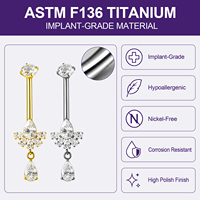 Anneau de nombril personnalisé plaqué or 24 carats avec zircon, bijoux de piercing pour nombril en titane G23, bijoux de corps pour mariage, vente en gros d'usine