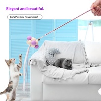 Baguette de chat en peluche féerique avec clochette et plume, jouet interactif à long manche pour l'auto-entretenement, jouet durable pour animaux de compagnie