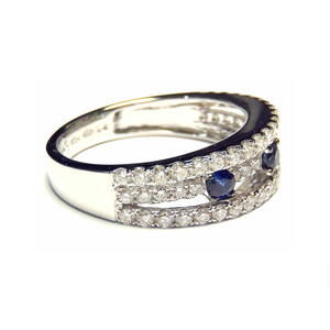 Bijoux en gros en Chine Design spécial élégant 18k blanc VS SI bijoux en diamant saphir bleu bagues uniques pour femmes - Product Image 3