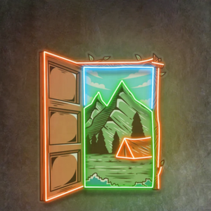 Enseigne lumineuse néon montagne personnalisée impression UV <span class=keywords><strong>camping</strong></span> sur les collines néon bureau maison Art décoration murale enseigne lumineuse - Product Image 6