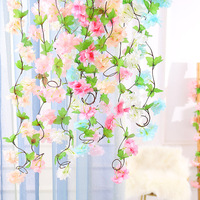Guirlande de fleurs artificielles de cerisier de haute qualité pour décoration de plafond, fleurs en plastique pour mariages et fêtes, pour Noël et Halloween