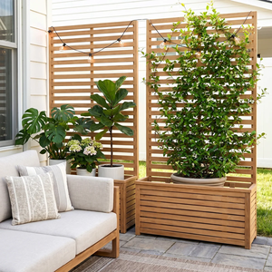 Jardinière surélevée en bois Combohome avec rangement à fond ouvert et structure pour plantes grimpantes, bac à plantes surélevé d'extérieur pour herbes et fleurs - Product Image 4