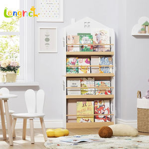 Prezzo di fabbrica in legno per bambini Montessori libreria di mobili per bambini a 4 livelli organizzatore di librerie per bambini in legno alta libreria - Product Image 6