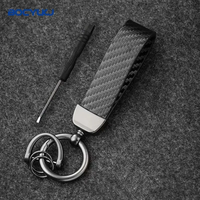 Porte-clés de voiture en cuir de fibre de carbone pour BMW Mercedes VW Audi Toyota Honda Hyundai Kia Peugeot Ford porte-clés accessoires Anti-perte