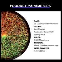 Lampe de plafond circulaire en maille personnalisée pour projet commercial, fibre optique PMMA, décoration de réception d'hôtel, éclairage LED de plafond