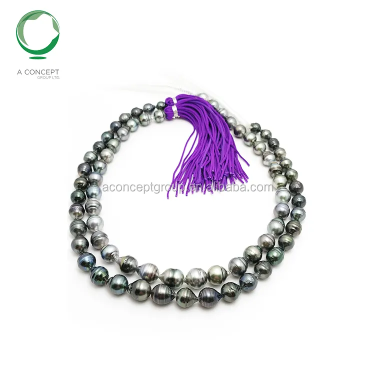Hochwertige 40cm guter Glanz Sehr schöne Farbe Tahitian Pearl 8-11mm Circle strand, tahitian schwarze Perle