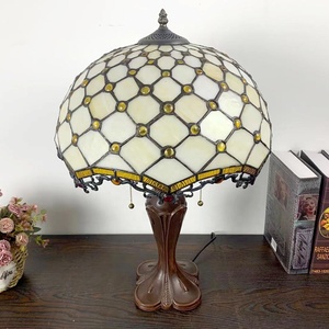 Longhuijing 16 inch kính màu bàn đèn Jewel Tiffany gỗ gụ Đồng bảng đèn - Product Image 4