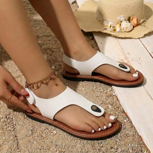Women T Strap Thong Flat Sandals Adjustable <b>Back</b> Strap <b>Open</b> Toe Summer Beach Casual Walking Sandals - Product Image 6