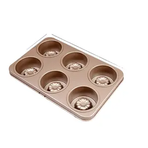 Stampo per ciambelle Mini anello scanalato teglie antiaderente in acciaio al carbonio teglia per il Cupcake con Muffin alla ciambella, oro