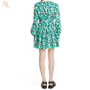 Minivestido de algodón orgánico de manga larga <span class=keywords><strong>con</strong></span> estampado Floral, ropa para mujer, Tie-Dye - Product Image 2