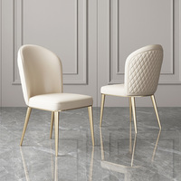 Chaise de salle à manger en acier de style italien minimaliste avec dossier, design de luxe léger pour la maison, l'hôtel, la restauration