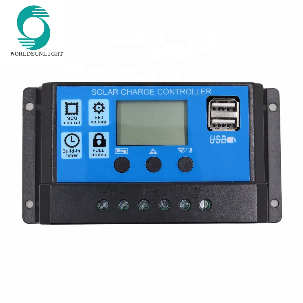 WSSCC-2 10A 20A 30A 40A 50A 60A 12V 24V Dual USB Solar Panel Regulator LCD untuk Baterai Asam Timbal PWM Solar Charger Controller