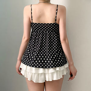 Camiseta sin mangas de verano Y2K para mujer, estilo dulce con encaje y lunares, corte A, ajuste ceñido, venta al por mayor - Product Image 5