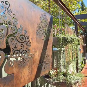 Décorations de clôture de jardin en fonte de fer Corten, panneaux de clôture en métal - Product Image 6