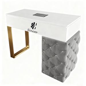 Mesa de Manicura con Revestimiento de Cuero y Ventilador de Aspiradora Rosa, Tamaño Personalizable, para Mesa de Uñas - Product Image 5