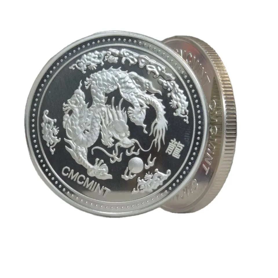 Duitse Zilveren Cadeau-artikelen 1 Troy Oz Duitse Zilveren Draak Ronde Coin C98