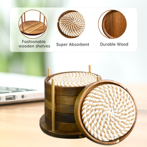 Wholesale Classic Wood <b>Coasters</b> <b>Set</b> with Holder Unfinished Eco-Friendly Customizable Size - Product Image 3