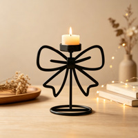 Support de bougie en métal noir ajouré, bougeoir décoratif de table en fer pour bougies chauffe-plat, idéal pour mariages, fêtes et décoration intérieure