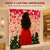 Premier jardin fantaisie écarlate rose vert pelouse fleur artificielle mur mariage Restaurant hôtel librairie événements fête mur décor