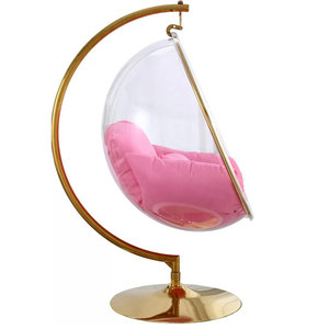 <span class=keywords><strong>Fauteuil</strong></span> Suspendu Œuf en Acrylique <span class=keywords><strong>Transparent</strong></span> Moderne avec Support pour Salon, Chaise Bulle Dorée - Product Image 5
