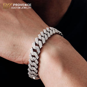 Real <b>Solid</b> 925Sterling Silver 6-15mm Moissanite Cuban Chain <b>Bracelet</b> Iced Out Miami Cuban Link Chain Hiphop Jewelry for Men Gift - Product Image 1
