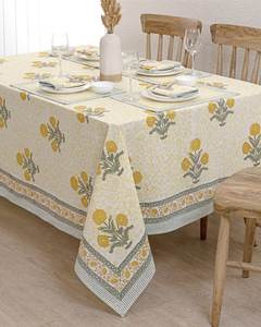 Floral Printed Cotton Customizable <b>Tablecloth</b> Traditional Style <b>Washable</b> Home Use Prabhava Durable 50D/24F Made in Rajasthan - Product Image 1
