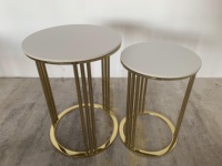 Grossiste moderne bon marché petite table basse ronde en acier inoxydable et laiton doré table d'appoint table d'angle pour le salon