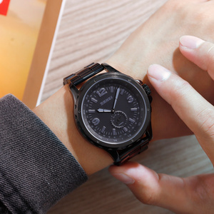 Men's all-black sport <b>watch</b> Minimalist stainless steel wristwatch 24-hour scale dial with small seconds 30M waterproof <b>watch</b> - Product Image 2