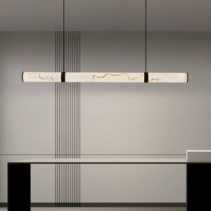 Candelabro de latón de mármol de lujo moderno decoración del hogar lámpara colgante luz Led dormitorio Hotel importado España alabastro Natural - Product Image 4