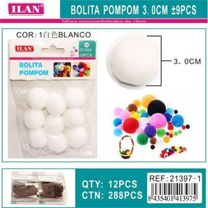 Pallina di pon pon Ilan da 3,0 cm bianca per decorazioni artigianali e progetti fai da te - Product Image 3