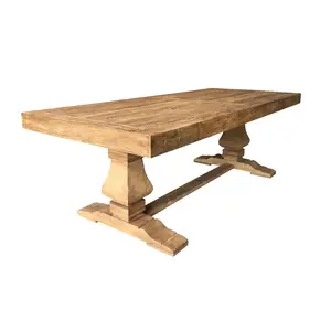 MRS WOODS New Designs Farmhouse Thick Top Chunky Rustic Reclaimed Elm Wood Dining Tables