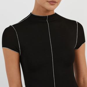 Robe longue de haute qualité à manches courtes, robe moulante respirante en tricot pour femmes - Product Image 6