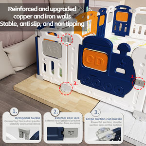 คอกกั้นเด็กแบบพับได้ OEM ODM พร้อมของเล่น สไลเดอร์ ชิงช้า ห่วงบาสเก็ตบอล รั้วเด็ก สำหรับเล่นในร่มและกลางแจ้ง ปลอดภัยสำหรับเด็กวัยเตาะแตะ - Product Image 4
