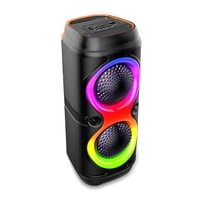 Système de microphone karaoké KTV 4 pouces 10W avec lumières LED RGB, lecteur de carte TF et radio FM pour fêtes et chant en famille