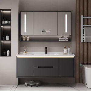 Modern minimalist bathroom cabinet smart mirror cabinet cream style washstand hand wash basin bathroom cabinet - Product Image 1