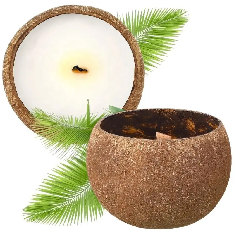 Bougie bol en noix de coco naturelle Décor tropical hawaïen avec coquille de noix de coco naturelle pour la décoration de la maison