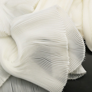 Tissu en organza plissé <span class=keywords><strong>blanc</strong></span> en gros, petites plis, maille plissée violette pour décoration de mariage, tissu de créateur, tissu en crêpe - Product Image 1