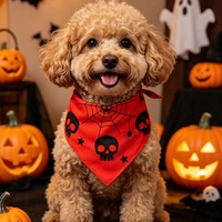 PAIPET Bandana d'Halloween pour animaux de compagnie, Foulard en coton noir avec motifs citrouille et chauve-souris, Écharpe mignonne pour chiens et chats, Vente en gros personnalisée