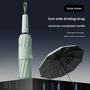 Modern 5cm Strap Iron Tube 70% Fully <b>Automatic</b> Opening Closing Dual-Use Business Travel <b>Umbrella</b> for Men Large Folding 105cm - Product Image 6